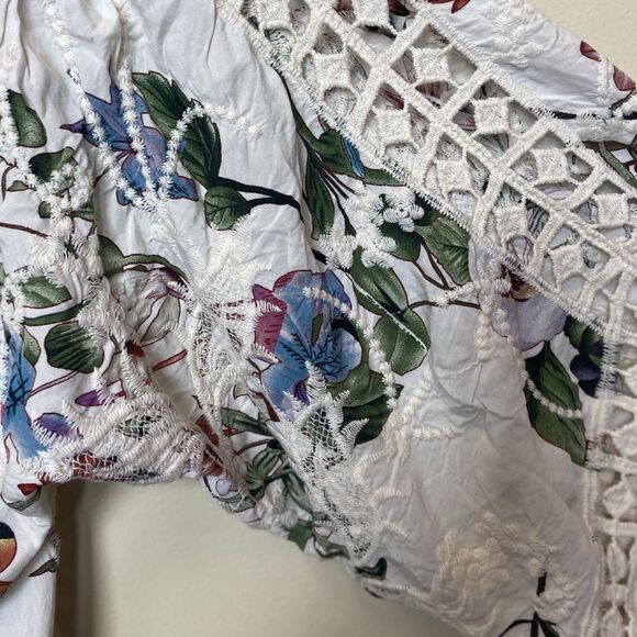 NWT Kimono/Cover Up One Size Embroidered/Crochet Beautiful Print/Colors Cruise - Picture 4 of 16